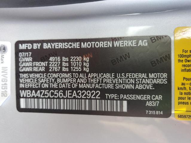 2018 BMW 440I WBA4Z5C56JEA32922