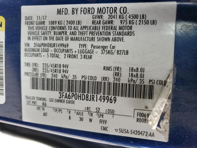 VIN 3FA6P0HD8JR149969 2018 FORD FUSION no.12