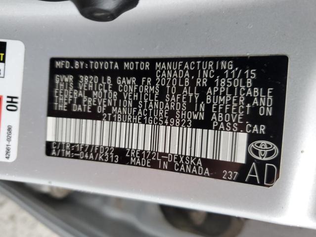 2016 TOYOTA COROLLA L - 2T1BURHE1GC549823