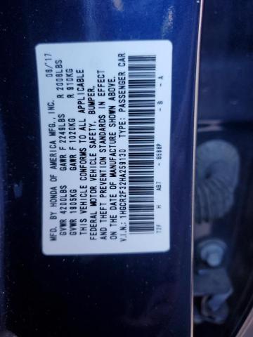 VIN 1HGCR2F32HA259130 2017 HONDA ACCORD no.12