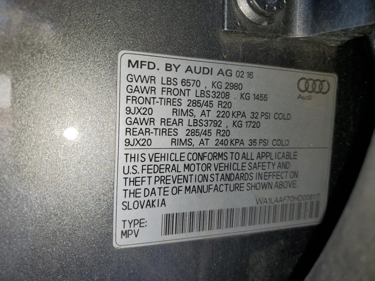 Lot #3034433750 2017 AUDI Q7 PREMIUM