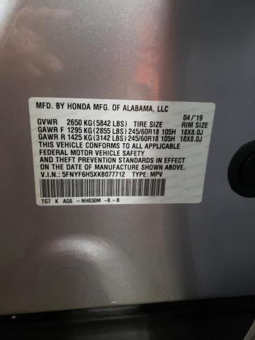 2019 HONDA PILOT EXL - 5FNYF6H5XKB077712