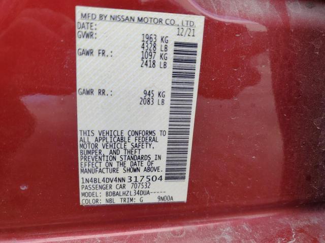 2022 NISSAN ALTIMA SV - 1N4BL4DV4NN317504