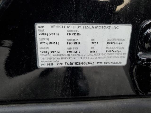 2015 TESLA MODEL S 85 5YJSA1H29FF083472