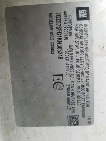 2019 GMC SAVANA CUT 7GZ07SFG1KN003218