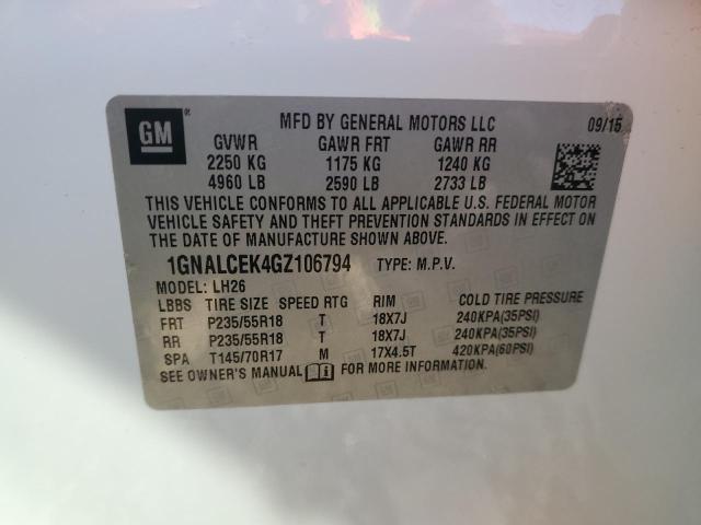 2016 CHEVROLET EQUINOX LT - 1GNALCEK4GZ106794