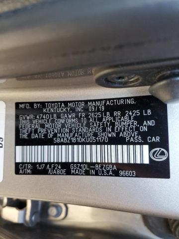 2019 LEXUS ES 350 - 58ABZ1B10KU051170