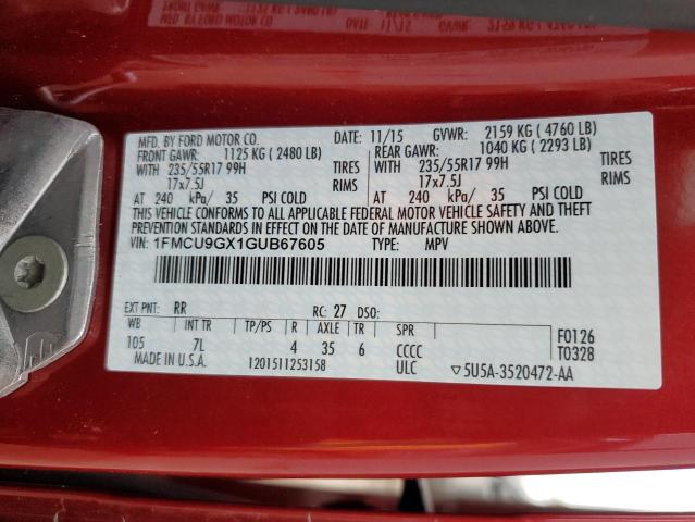 2016 FORD ESCAPE SE - 1FMCU9GX1GUB67605