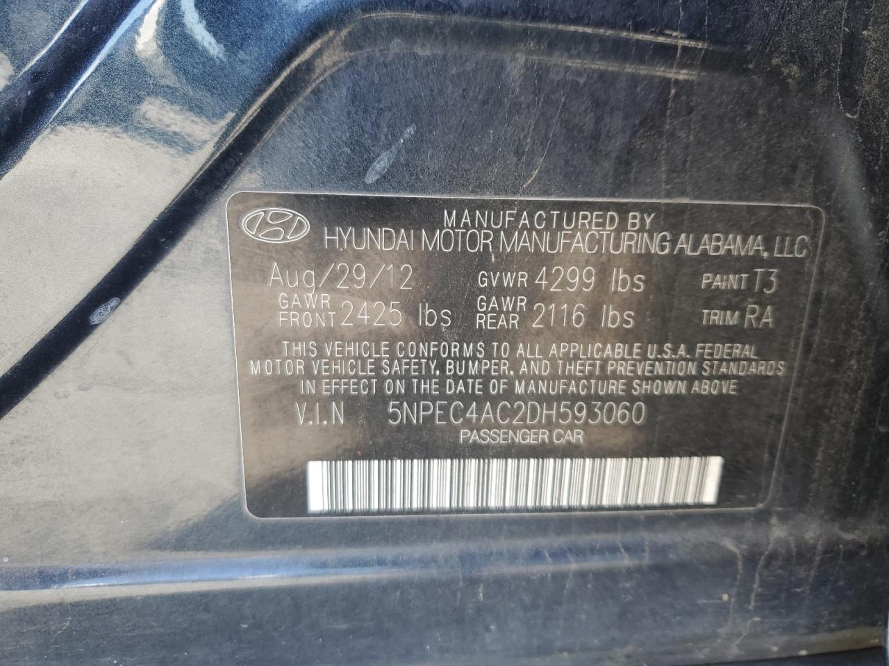 Lot #3045560676 2013 HYUNDAI SONATA SE