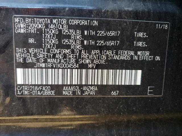 2019 TOYOTA RAV4 XLE - JTMW1RFV1KD004584