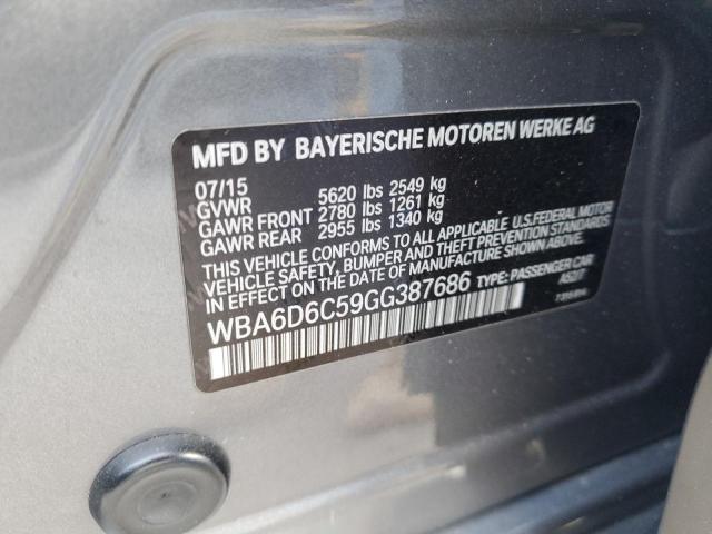 2016 BMW 650XI GRAN WBA6D6C59GG387686