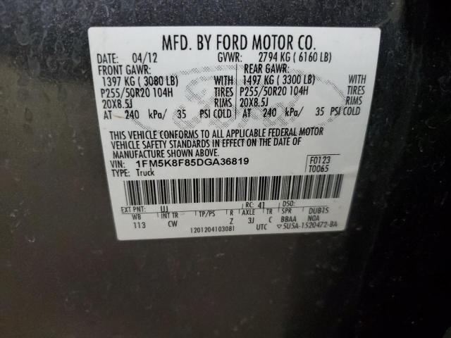 VIN 1FM5K8F85DGA36819 2013 FORD EXPLORER no.13