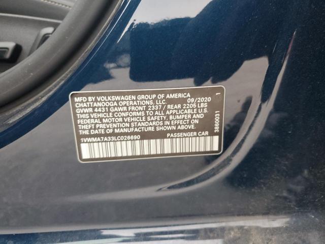 2020 VOLKSWAGEN PASSAT R-L - 1VWMA7A33LC026690