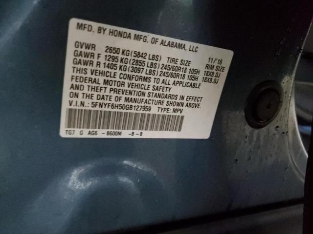 2016 HONDA PILOT EXL - 5FNYF6H50GB127959