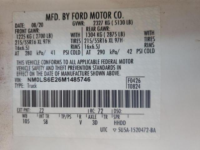 2021 FORD TRANSIT CO - NM0LS6E26M1485746