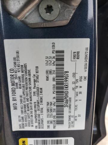 2019 FORD FUSION SE - 3FA6P0HD1KR199078