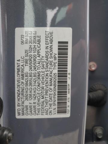 2022 HONDA PILOT SPOR 5FNYF6H30NB062025