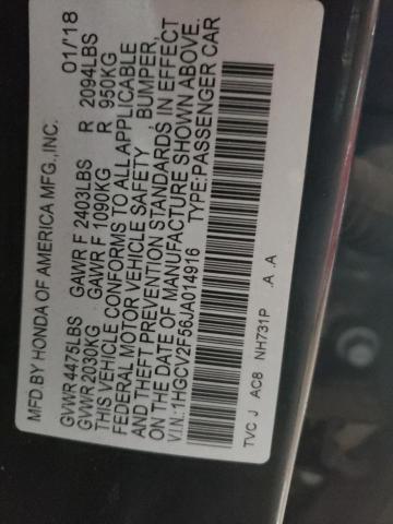2018 HONDA ACCORD EXL - 1HGCV2F56JA014916
