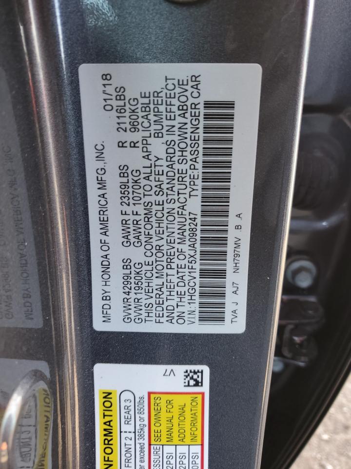 Lot #3044501777 2018 HONDA ACCORD EXL