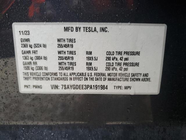 VIN 7SAYGDEE3PA191984 2023 TESLA MODEL Y no.13