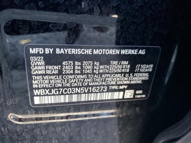 VIN WBXJG7C03N5V16273 2022 BMW X1 no.13