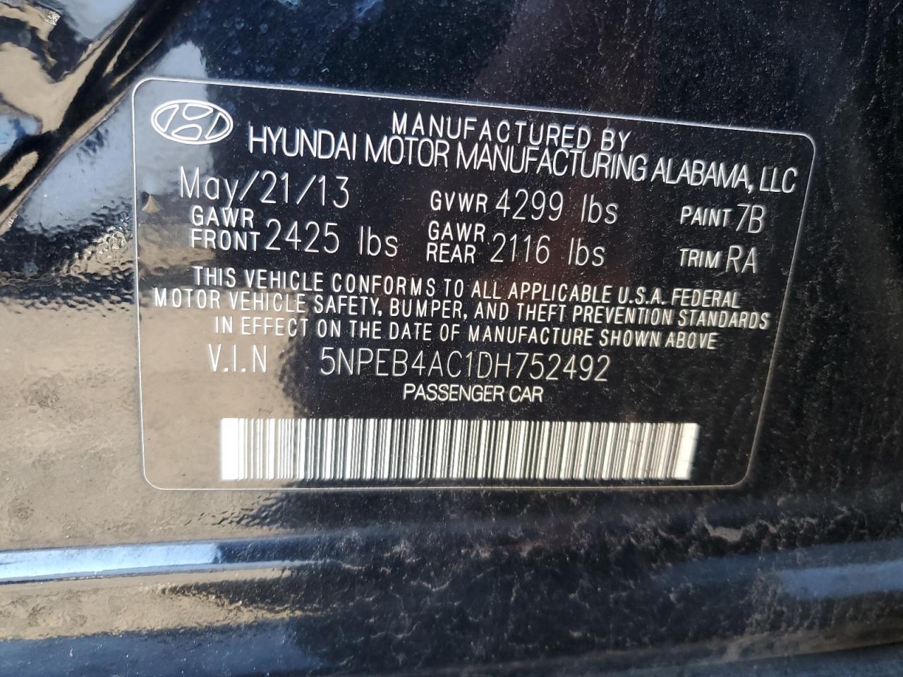 Lot #3028271827 2013 HYUNDAI SONATA GLS