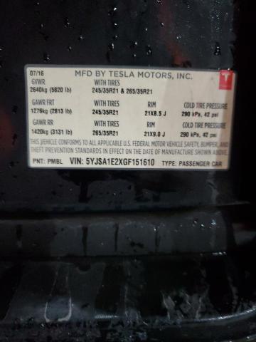 2016 TESLA MODEL S - 5YJSA1E2XGF151610