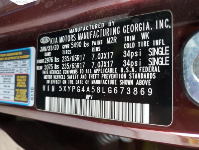 2020 KIA SORENTO S - 5XYPG4A58LG673869