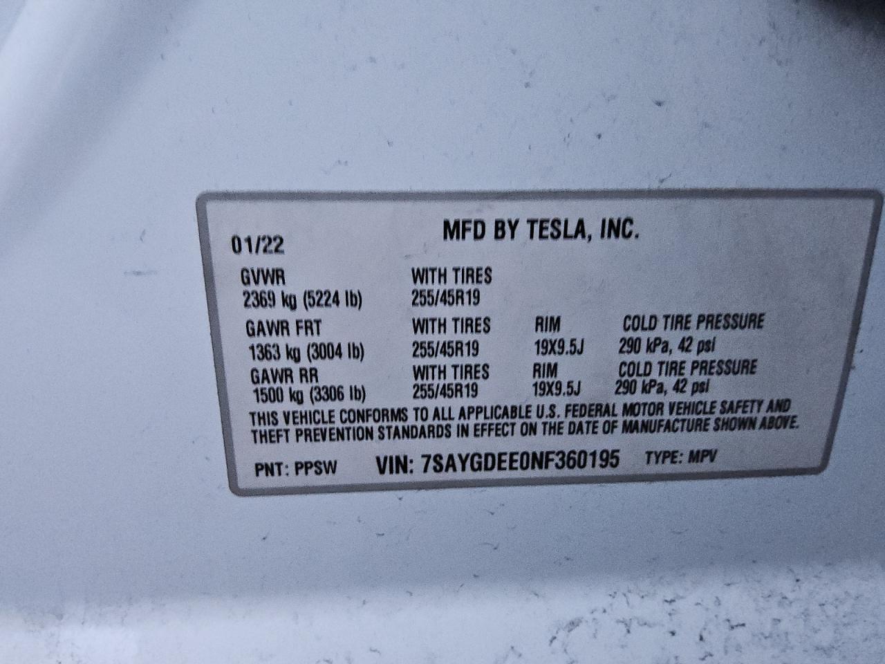 Lot #3049541624 2022 TESLA MODEL Y