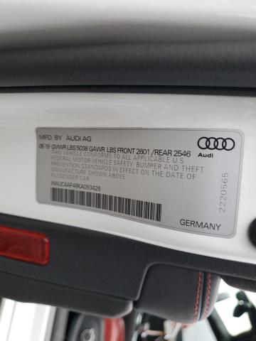 2019 AUDI S4 PRESTIG WAUC4AF48KA093426