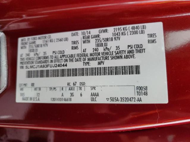 2015 LINCOLN MKC 5LMCJ1A93FUJ24044