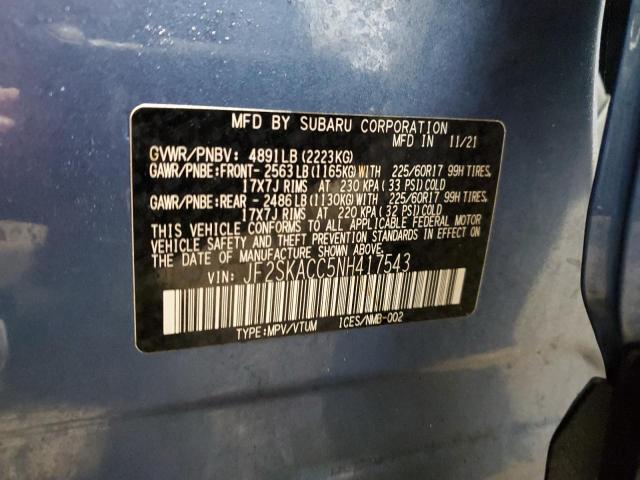 2022 SUBARU FORESTER JF2SKACC5NH417543