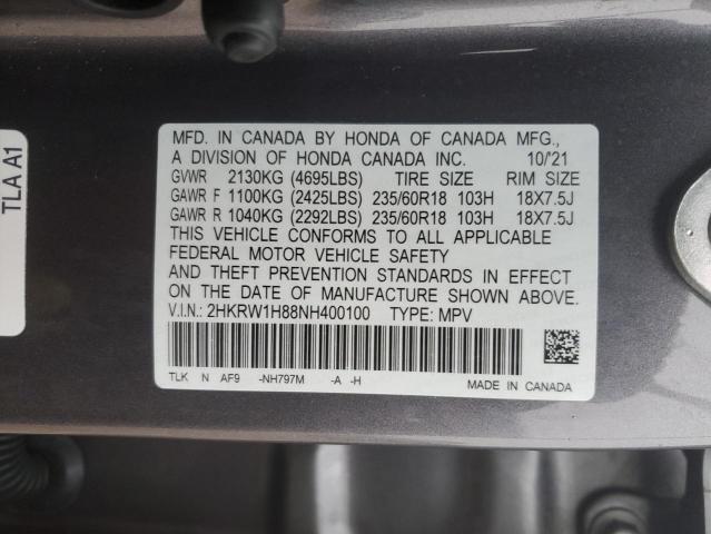 2022 HONDA CR-V EXL - 2HKRW1H88NH400100