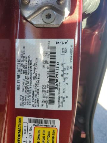 2019 FORD FUSION TIT - 3FA6P0K99KR113195
