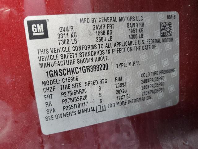 VIN 1GNSCHKC1GR388200 2016 CHEVROLET SUBURBAN no.13