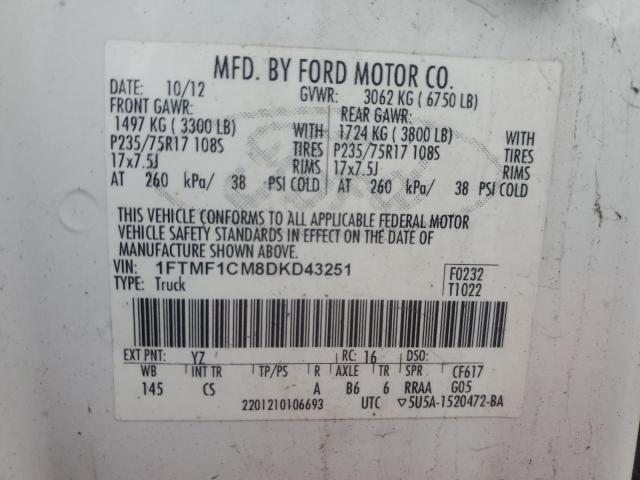 VIN 1FTMF1CM8DKD43251 2013 FORD ALL MODELS no.12