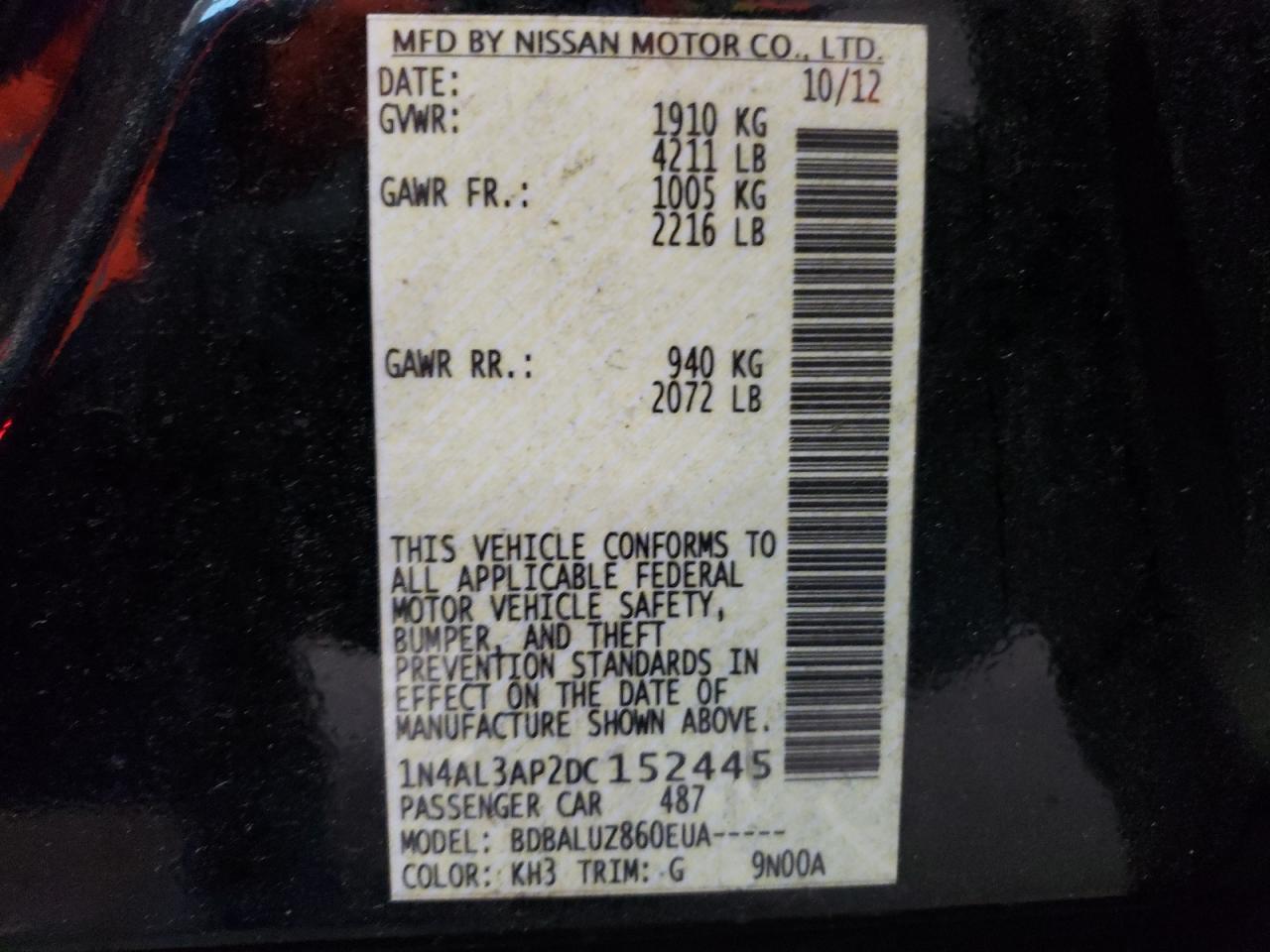 Lot #3029672106 2013 NISSAN ALTIMA 2.5