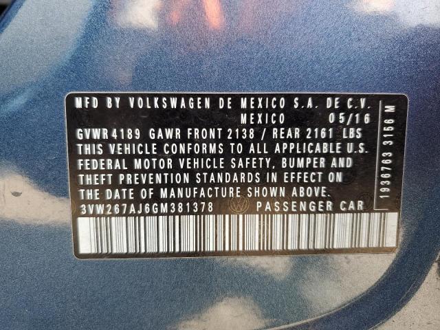 2016 VOLKSWAGEN JETTA S - 3VW267AJ6GM381378