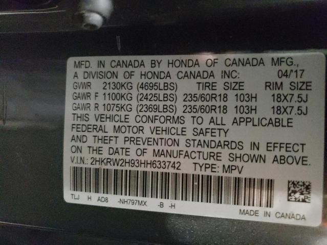 2017 HONDA CR-V TOURI - 2HKRW2H93HH633742