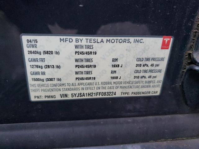 2015 TESLA MODEL S 85 5YJSA1H21FF083224