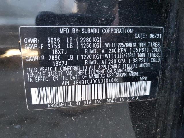 2022 SUBARU OUTBACK ON 4S4BTGJD0N3104046