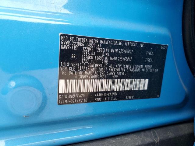 2021 TOYOTA RAV4 XLE - 4T3RWRFVXMU017533