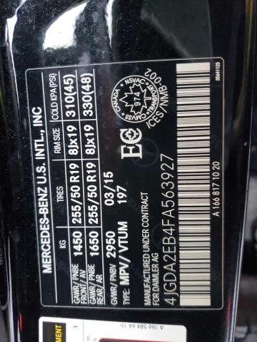 2015 MERCEDES-BENZ ML 350 BLU 4JGDA2EB4FA563927