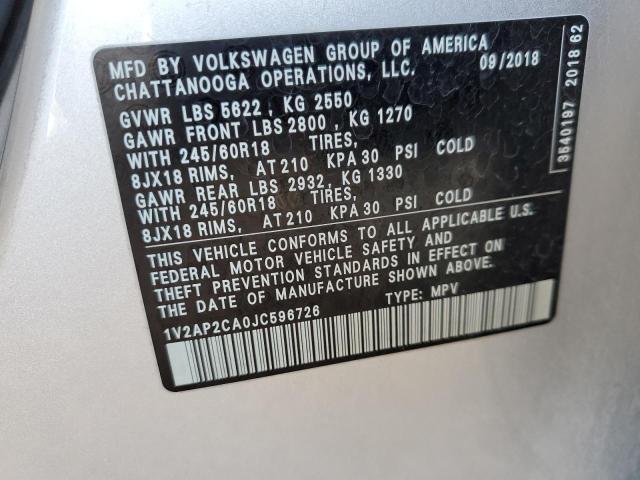 2018 VOLKSWAGEN ATLAS S - 1V2AP2CA0JC596726