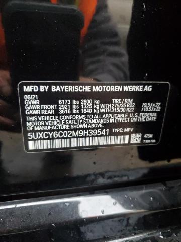 VIN 5UXCY6C02M9H39541 2021 BMW X6 no.13