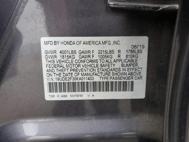 VIN 19UDE2F30KA011403 2019 ACURA ILX no.13