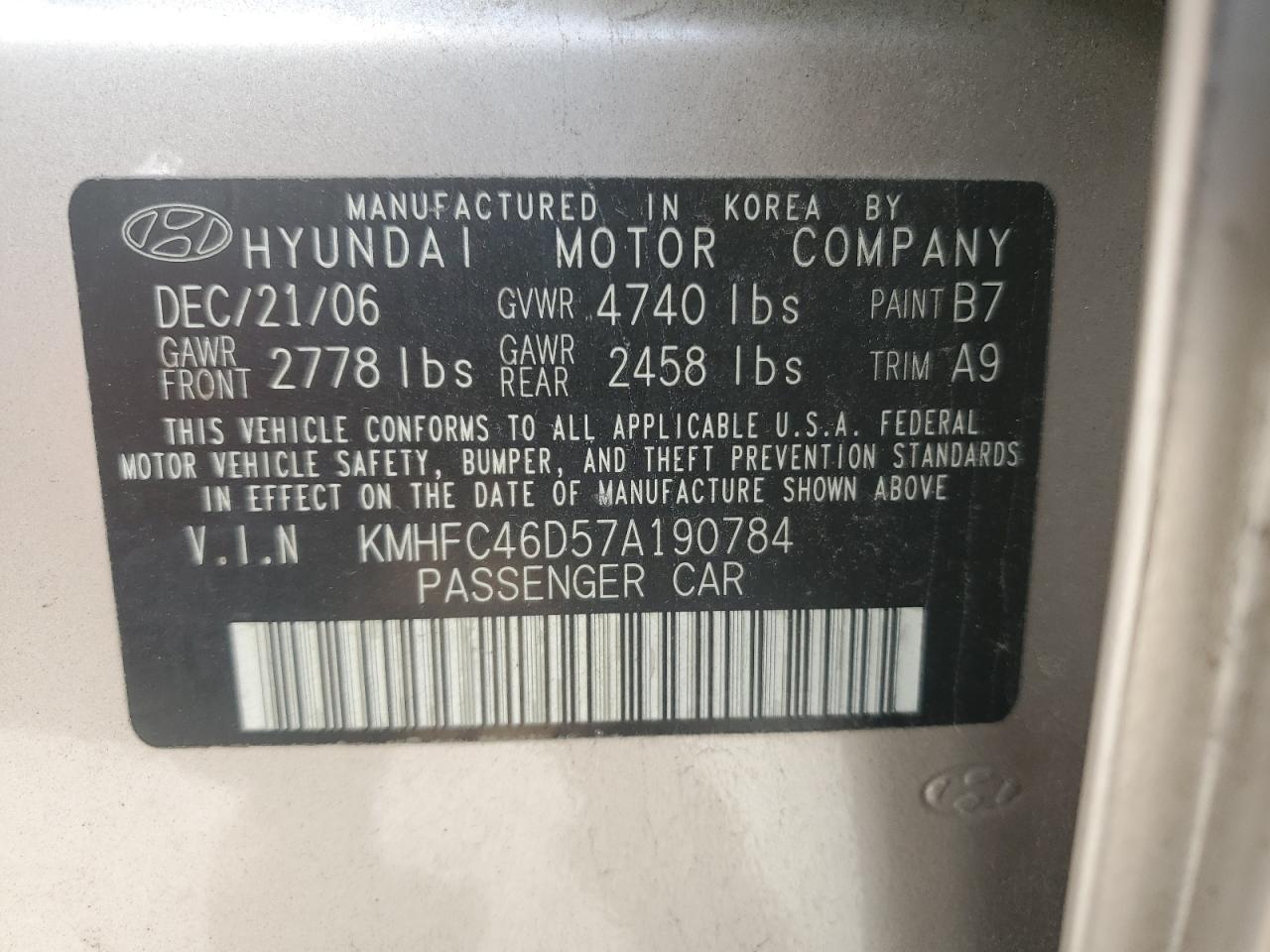 Lot #3044657212 2007 HYUNDAI AZERA GLS