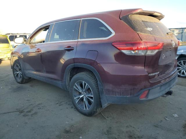 TOYOTA HIGHLANDER 2019 maroon  hybrid engine 5TDBGRFH7KS077812 photo #3