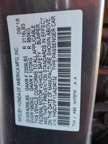 VIN 1HGCV1F11JA234732 2018 HONDA ACCORD no.13