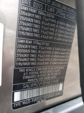 2015 LAND ROVER RANGE ROVE - SALWR2VF9FA617448